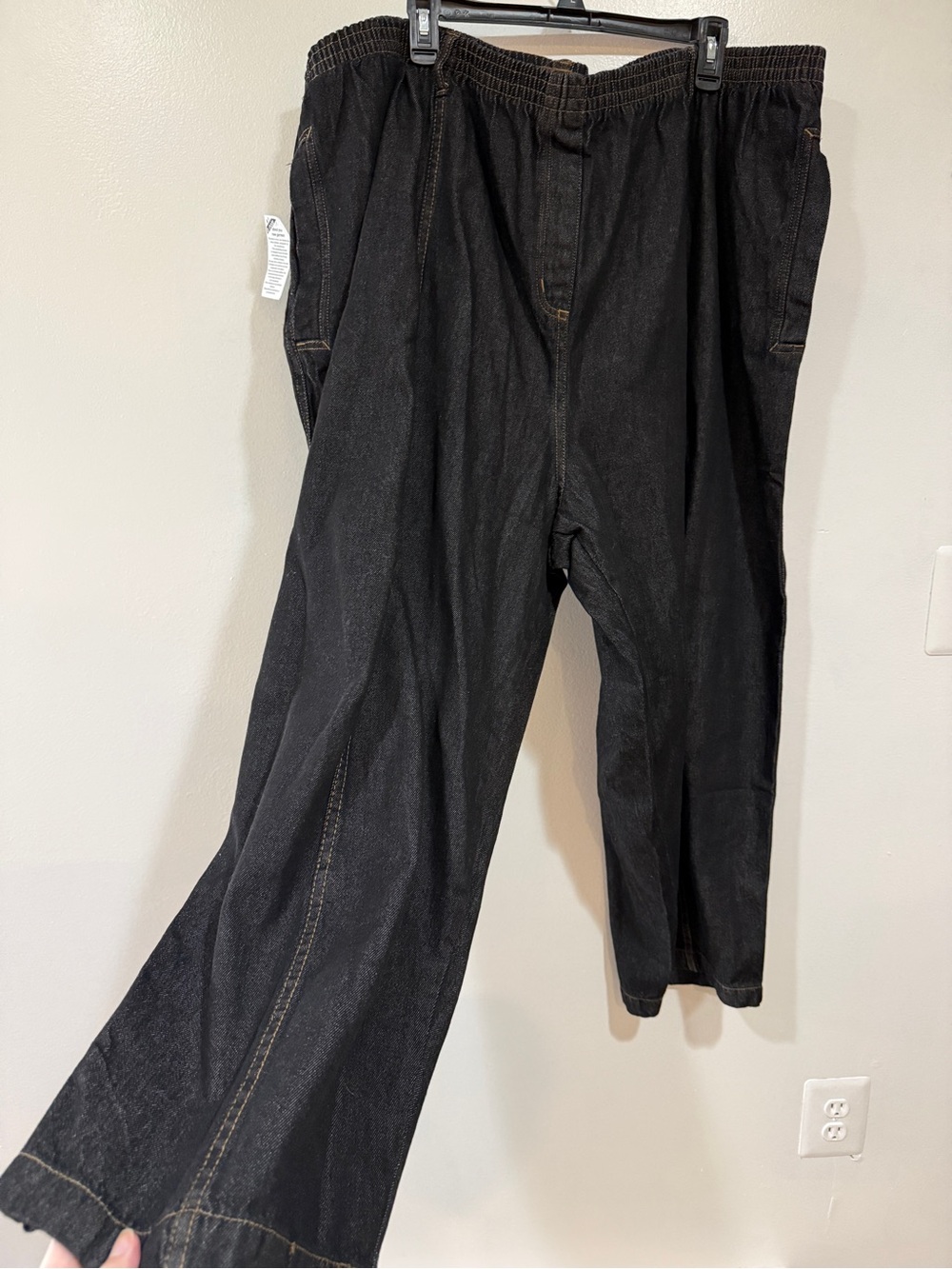 NWT ROAMANS VTG 34WP Plus Petite Easy Wear Cotton Denim Pants Wide Leg Elastic